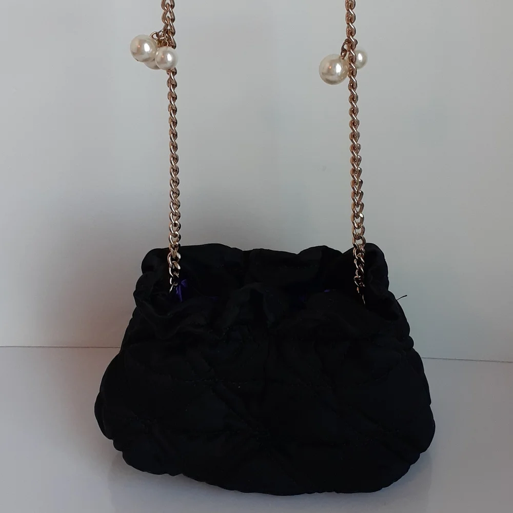 Quilted Black Bag / Purse Crossbody Small - Picture 3 of 8